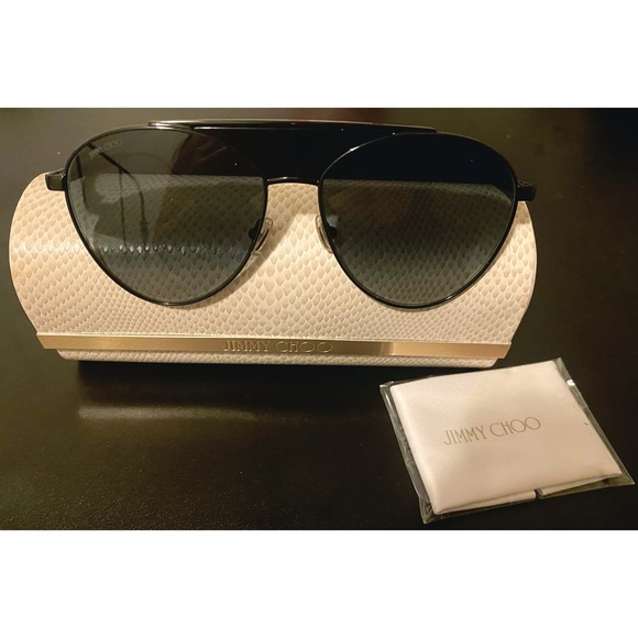 Jimmy Choo Ave/S 80790 Metal Aviator Sunglasses Black 58mm/UNISEX - Picture 16 of 16